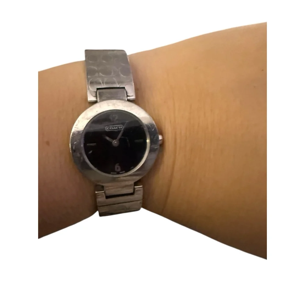 Vintage Coach Arden Bangle Watch Black Dial CC Signature Print Model 0185